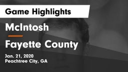 McIntosh  vs Fayette County  Game Highlights - Jan. 21, 2020