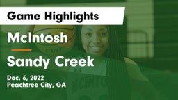 McIntosh  vs Sandy Creek  Game Highlights - Dec. 6, 2022