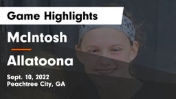 McIntosh  vs Allatoona Game Highlights - Sept. 10, 2022