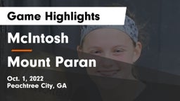 McIntosh  vs Mount Paran Game Highlights - Oct. 1, 2022