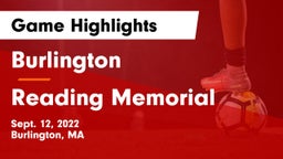 Burlington  vs Reading Memorial  Game Highlights - Sept. 12, 2022
