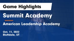 Summit Academy  vs American Leadership Academy  Game Highlights - Oct. 11, 2022