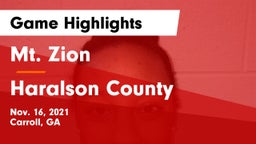 Mt. Zion  vs Haralson County  Game Highlights - Nov. 16, 2021