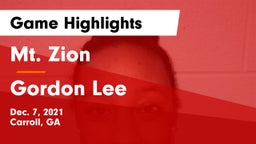 Mt. Zion  vs Gordon Lee  Game Highlights - Dec. 7, 2021