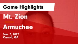 Mt. Zion  vs Armuchee  Game Highlights - Jan. 7, 2022