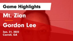 Mt. Zion  vs Gordon Lee  Game Highlights - Jan. 21, 2022
