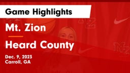 Mt. Zion  vs Heard County  Game Highlights - Dec. 9, 2023