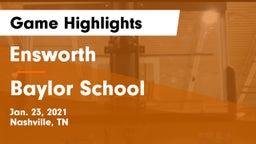 Ensworth  vs Baylor School Game Highlights - Jan. 23, 2021