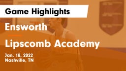 Ensworth  vs Lipscomb Academy Game Highlights - Jan. 18, 2022
