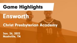 Ensworth  vs Christ Presbyterian Academy Game Highlights - Jan. 26, 2022
