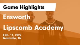 Ensworth  vs Lipscomb Academy Game Highlights - Feb. 11, 2022