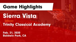 Sierra Vista  vs Trinity Classical Academy  Game Highlights - Feb. 21, 2020