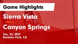 Sierra Vista  vs Canyon Springs  Game Highlights - Jan. 22, 2022