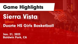 Sierra Vista  vs Duarte HS Girls Basketball Game Highlights - Jan. 21, 2023