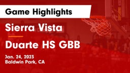 Sierra Vista  vs Duarte HS GBB Game Highlights - Jan. 24, 2023