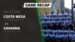 Recap: Costa Mesa  vs. Savanna  2016