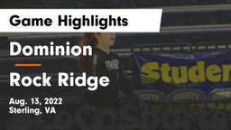 Dominion  vs Rock Ridge  Game Highlights - Aug. 13, 2022