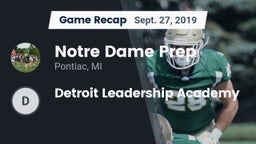 Recap: Notre Dame Prep  vs. Detroit Leadership Academy 2019