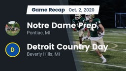 Recap: Notre Dame Prep  vs. Detroit Country Day  2020