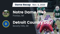 Recap: Notre Dame Prep  vs. Detroit Country Day  2020