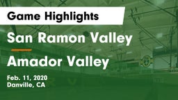 San Ramon Valley  vs Amador Valley  Game Highlights - Feb. 11, 2020