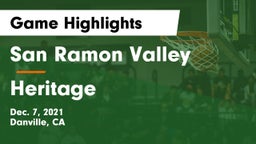 San Ramon Valley  vs Heritage  Game Highlights - Dec. 7, 2021