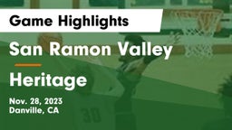 San Ramon Valley  vs Heritage  Game Highlights - Nov. 28, 2023