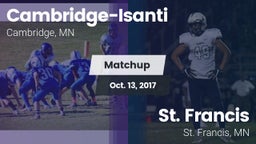 Matchup: Cambridge-Isanti vs. St. Francis  2017