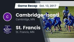 Recap: Cambridge-Isanti  vs. St. Francis  2017