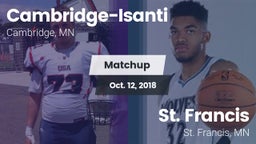 Matchup: Cambridge-Isanti vs. St. Francis  2018