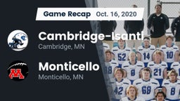 Recap: Cambridge-Isanti  vs. Monticello  2020