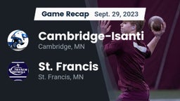 Recap: Cambridge-Isanti  vs. St. Francis  2023