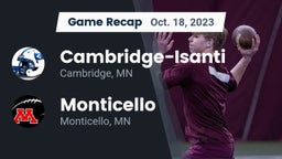 Recap: Cambridge-Isanti  vs. Monticello  2023