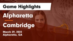 Alpharetta  vs Cambridge  Game Highlights - March 29, 2022