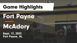 Fort Payne  vs McAdory  Game Highlights - Sept. 17, 2022