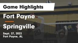 Fort Payne  vs Springville  Game Highlights - Sept. 27, 2022