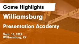 Williamsburg   vs Presentation Academy  Game Highlights - Sept. 16, 2022