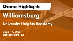 Williamsburg   vs University Heights Academy Game Highlights - Sept. 17, 2022