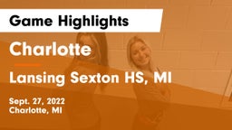 Charlotte  vs Lansing Sexton HS, MI Game Highlights - Sept. 27, 2022