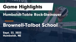 Humboldt-Table Rock-Steinauer  vs Brownell-Talbot School Game Highlights - Sept. 22, 2022