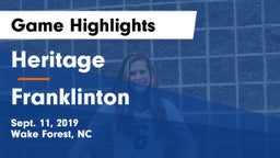 Heritage  vs Franklinton  Game Highlights - Sept. 11, 2019