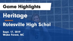 Heritage  vs Rolesville High Schol Game Highlights - Sept. 17, 2019