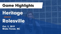 Heritage  vs Rolesville Game Highlights - Oct. 3, 2019