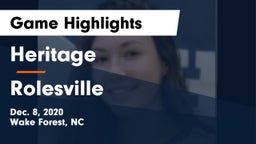 Heritage  vs Rolesville  Game Highlights - Dec. 8, 2020
