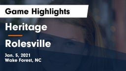 Heritage  vs Rolesville  Game Highlights - Jan. 5, 2021