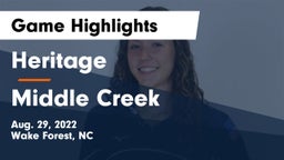 Heritage  vs Middle Creek  Game Highlights - Aug. 29, 2022