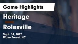 Heritage  vs Rolesville Game Highlights - Sept. 14, 2022