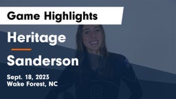 Heritage  vs Sanderson  Game Highlights - Sept. 18, 2023