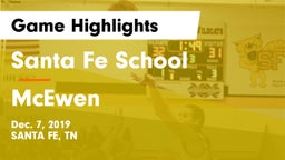 Santa Fe School  vs McEwen  Game Highlights - Dec. 7, 2019