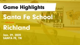 Santa Fe School  vs Richland  Game Highlights - Jan. 29, 2020